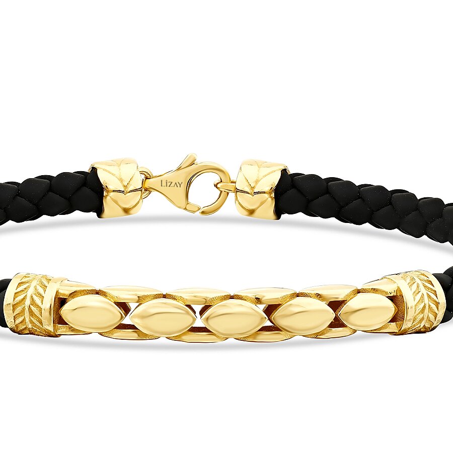 Detailreiches Herrenarmband im Gerstenkorn-Design aus Gold