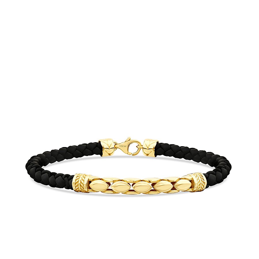 Detailreiches Herrenarmband im Gerstenkorn-Design aus Gold