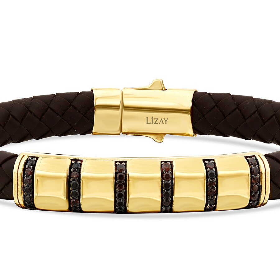 Herrenarmband aus Gold in Schwarz mit detailreichem Steinbesatz