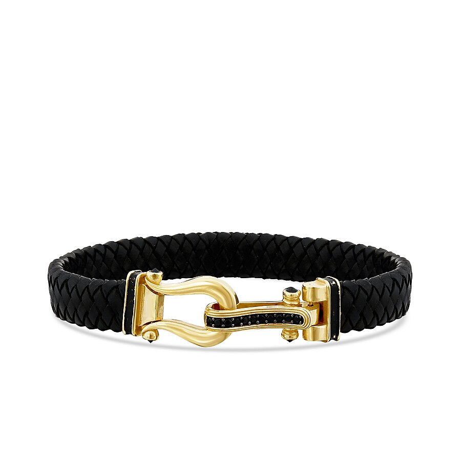 Herrenarmband in Schwarz mit detailreichem Gold-Verschluss