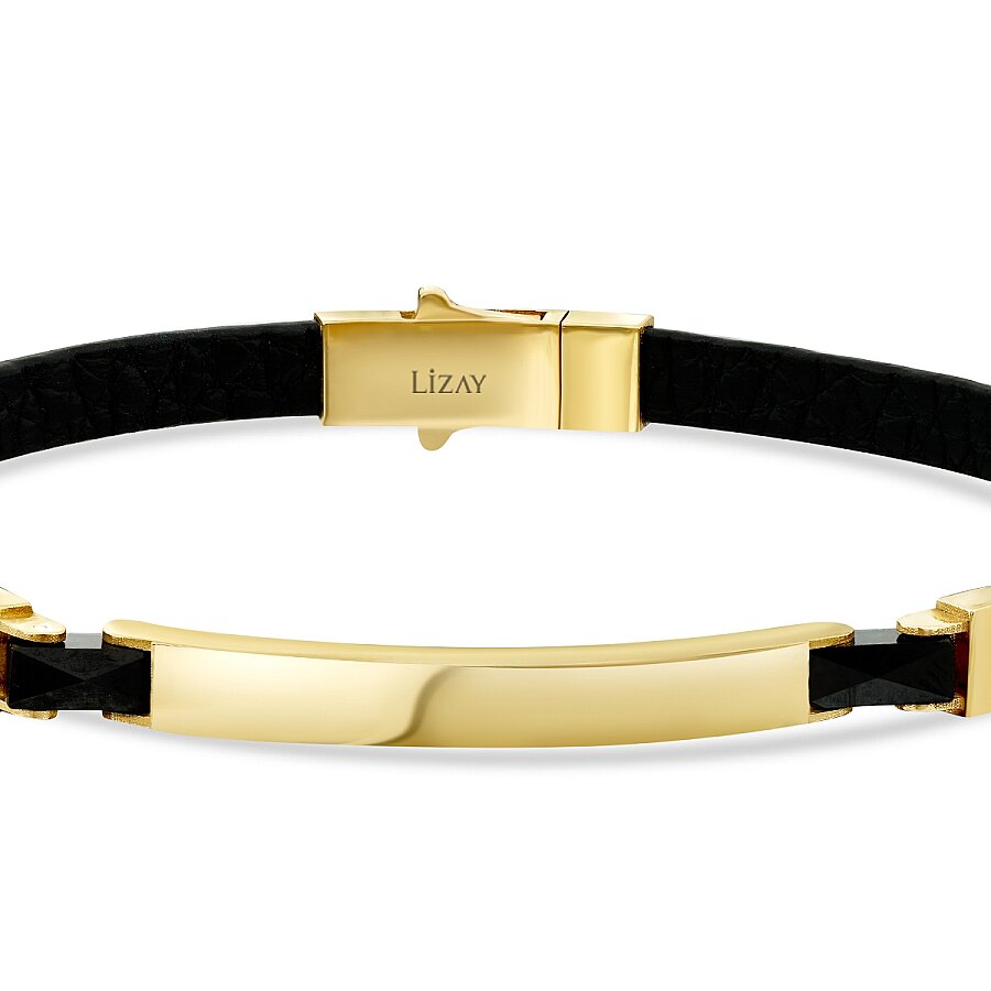 Herrenarmband mit Onyx-Stein aus Gold