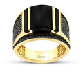 Herrenring aus Gold mit Onyx und schwarzen Details