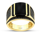Herrenring aus Gold mit Onyx und schwarzen Details