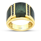 Herrenring mit grünem Perlmutt ve Emaille aus Gold