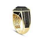Geometrischer Labradorit-Ring aus Gold