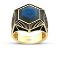 Geometrischer Labradorit-Ring aus Gold