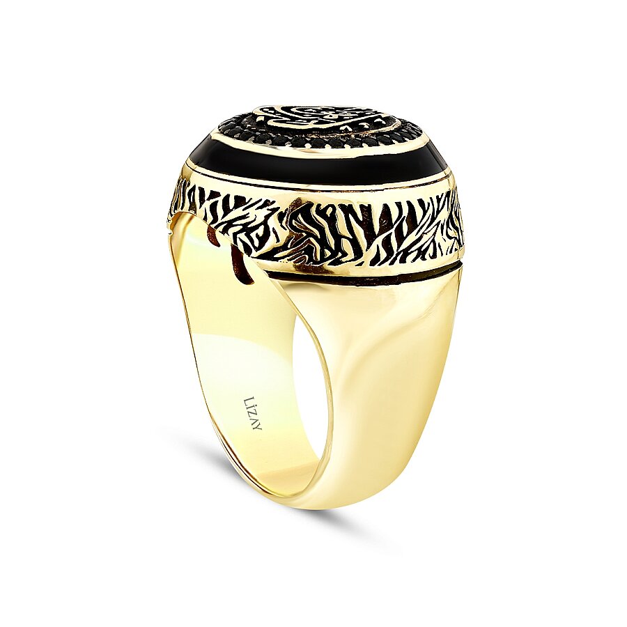 Herrenring aus Gold mit Onyx und osmanischem Siegel