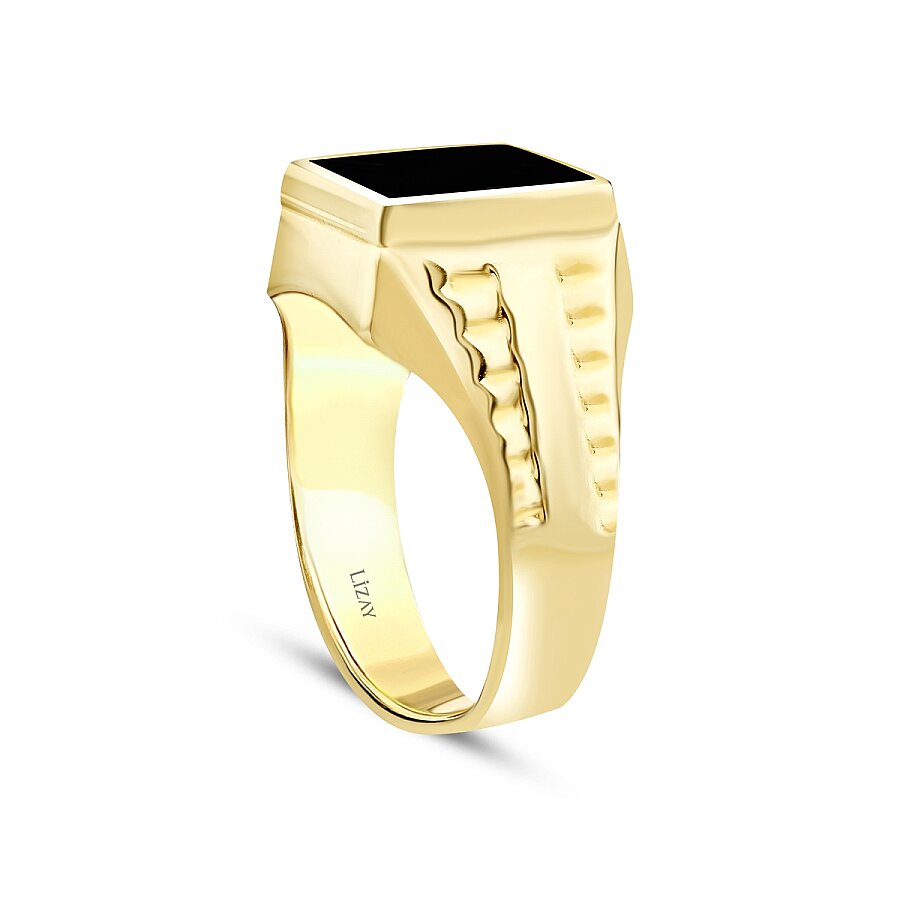 Quadratischer Onyx-Herrenring aus Gold