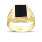 Quadratischer Onyx-Herrenring aus Gold