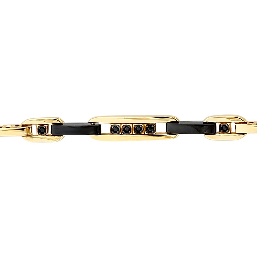 Detailreiches Herren-Kettenarmband aus Gold mit Onyx
