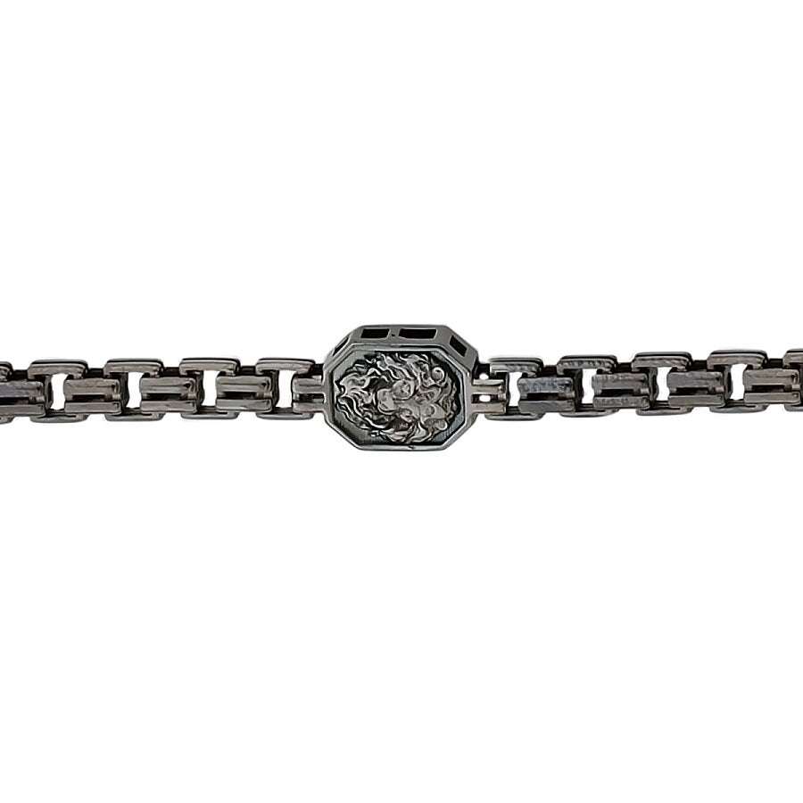 Herrenarmband mit Löwenmotiv in Schwarz aus Gold