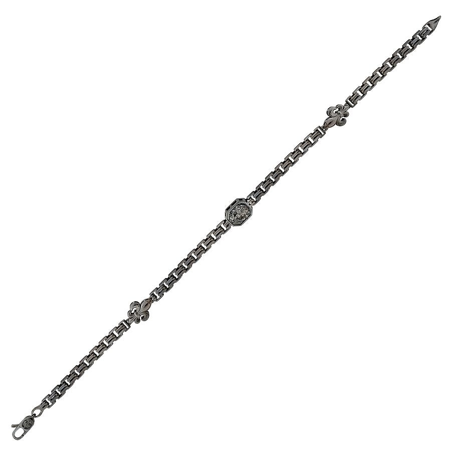 Herrenarmband mit Löwenmotiv in Schwarz aus Gold