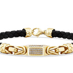 Detailreiches rechteckiges Herren-Steinarmband aus Gold