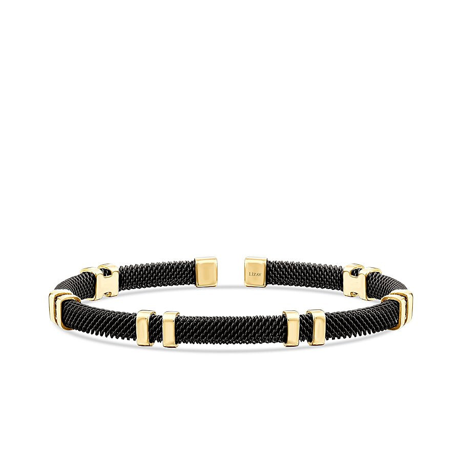 Detailreiches schwarzes Herrenarmband aus Gold