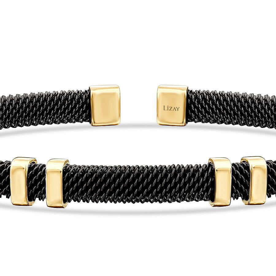 Detailreiches schwarzes Herrenarmband aus Gold