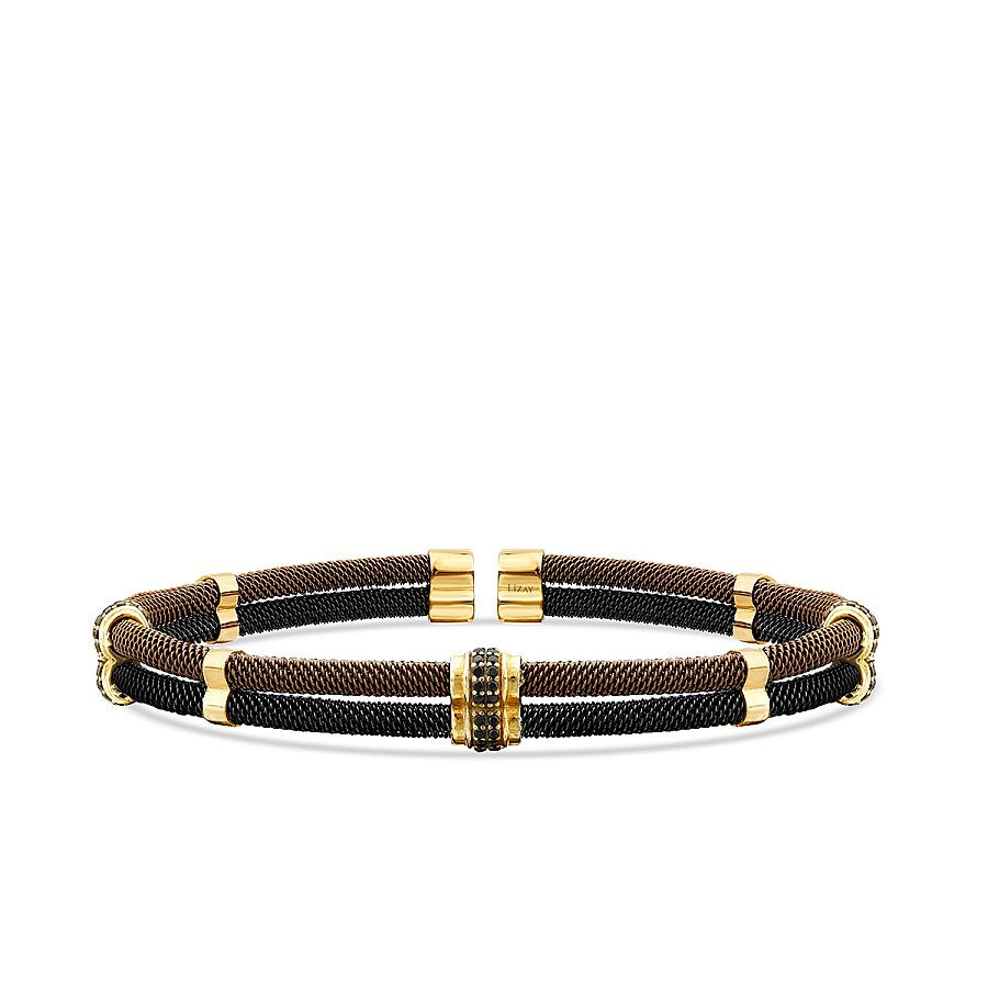 Doppelreihiges Herrenarmband mit Steinen aus Gold