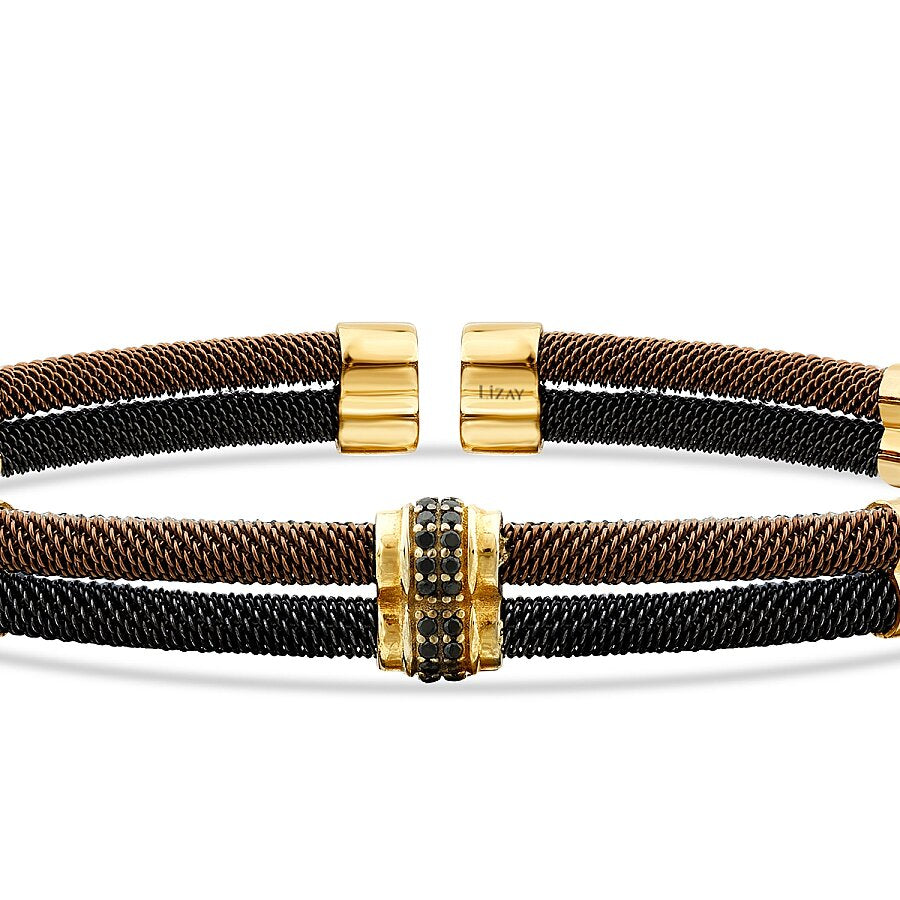 Doppelreihiges Herrenarmband mit Steinen aus Gold