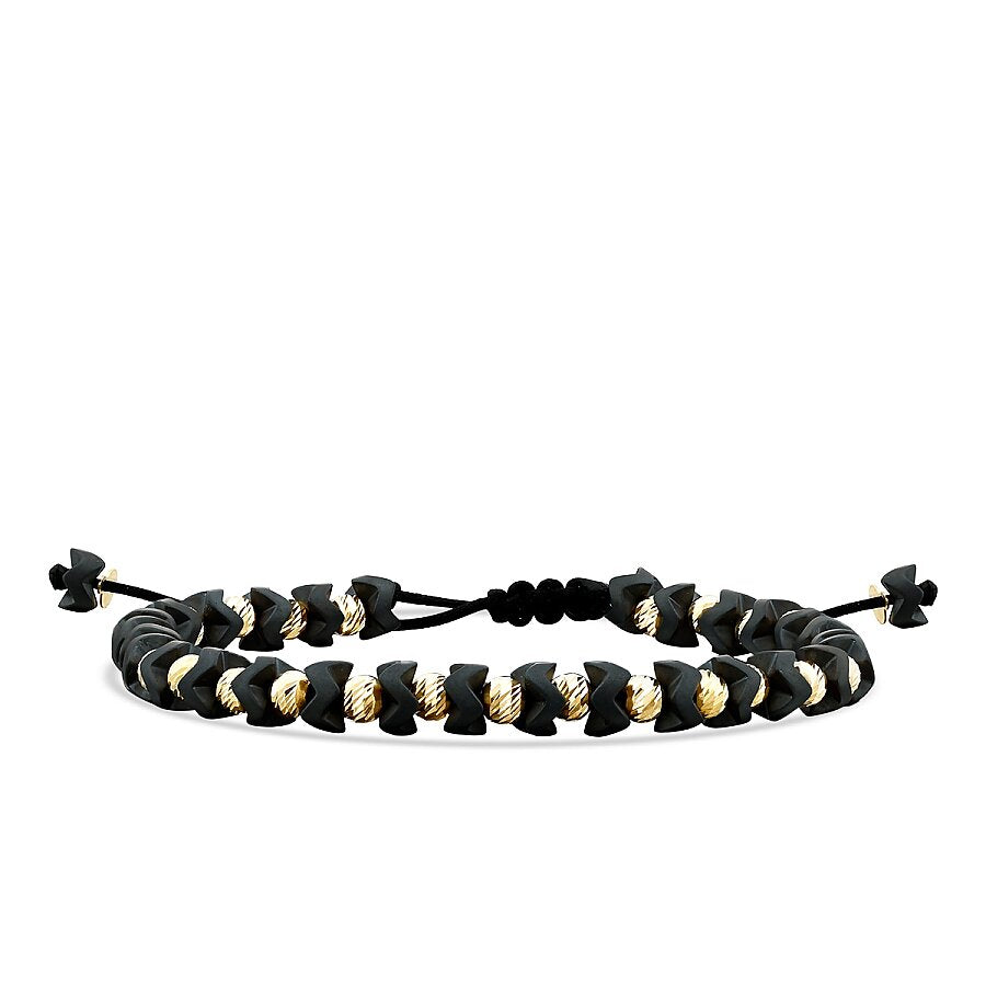 Detailreiches Perlenarmband in Schwarz aus Gold