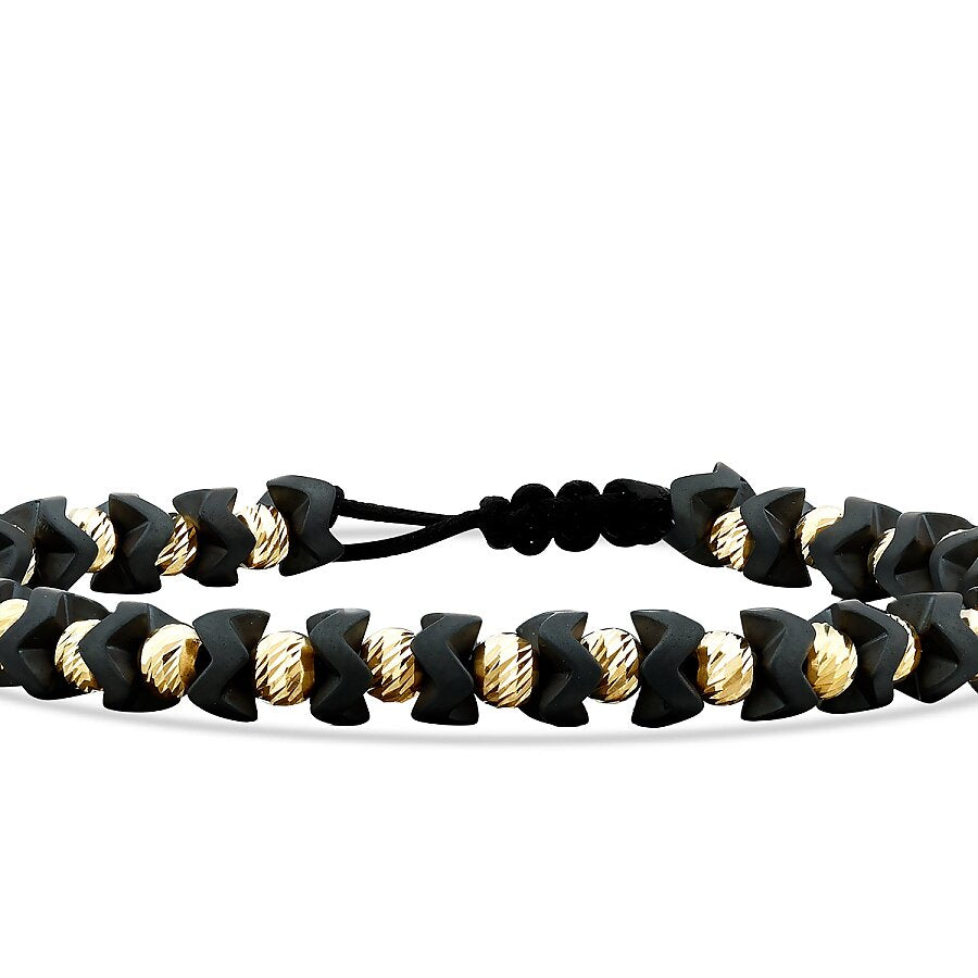 Detailreiches Perlenarmband in Schwarz aus Gold