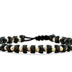 Detailreiches Perlenarmband in Schwarz aus Gold