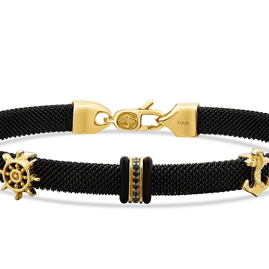 Detailreiches Herrenarmband mit Anker und Ruder aus Gold