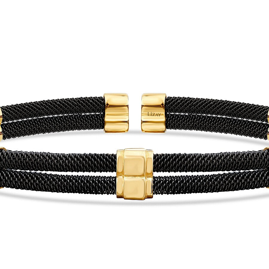 Detailreiches quadratisches Herrenarmband aus Gold