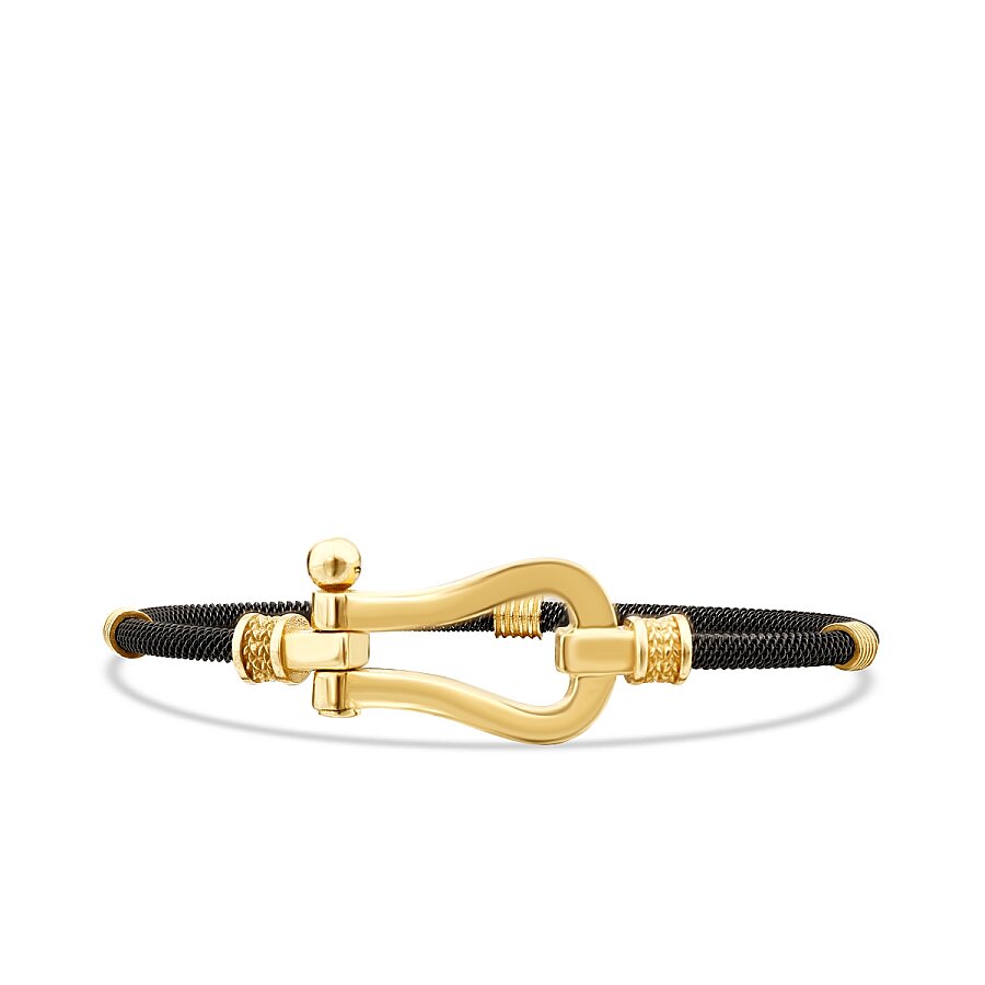 Gemustertes Herrenarmband mit Spange aus Gold