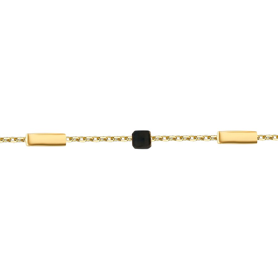 Detailreiches quadratisches Herrenarmband in Schwarz aus Gold