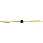 Detailreiches quadratisches Herrenarmband in Schwarz aus Gold