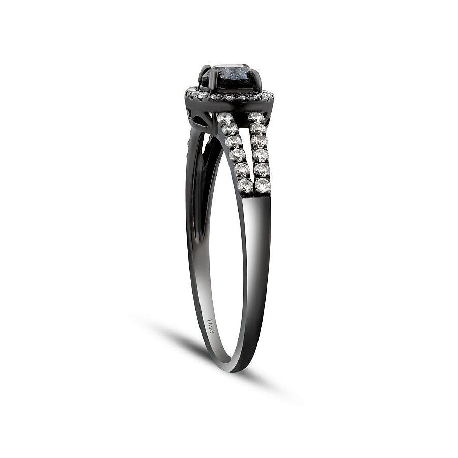 0,58 ct. Diamant Schwarz Stein Ring