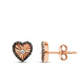 0,26 ct. Diamant Schwarz Stein Herz Ohrringe