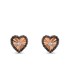 0,26 ct. Diamant Schwarz Stein Herz Ohrringe