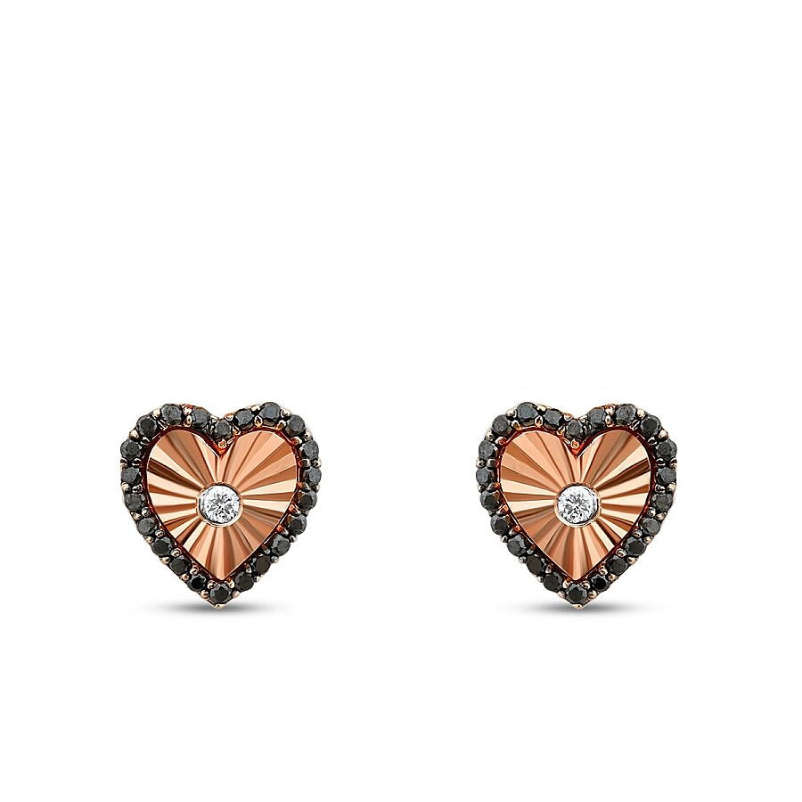 0,26 ct. Diamant Schwarz Stein Herz Ohrringe