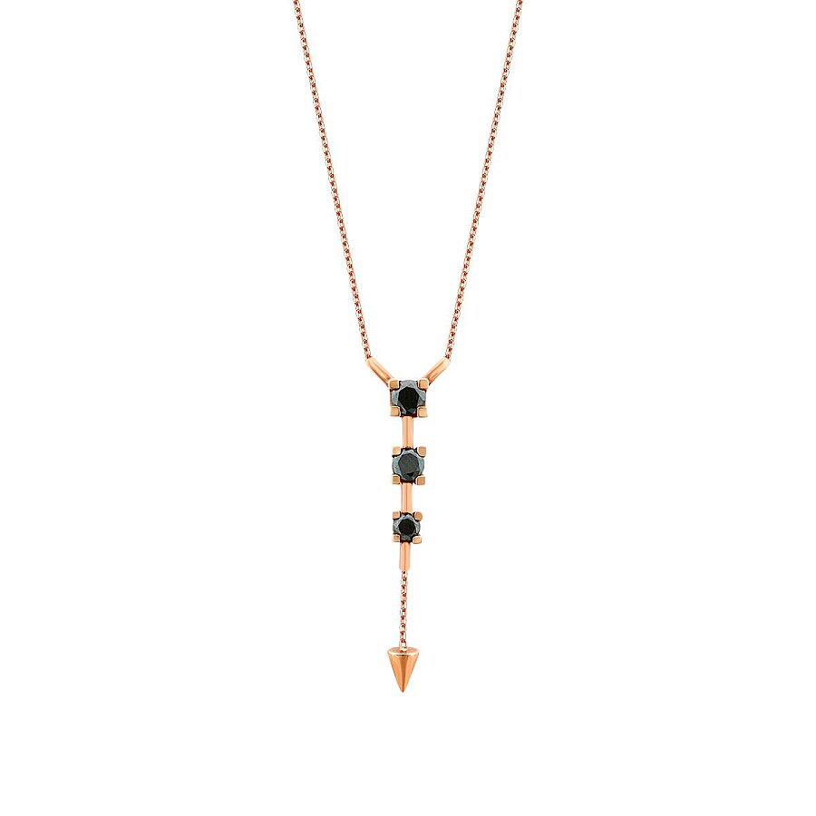 0,59 ct. Schwarz Stein Hängende Halskette