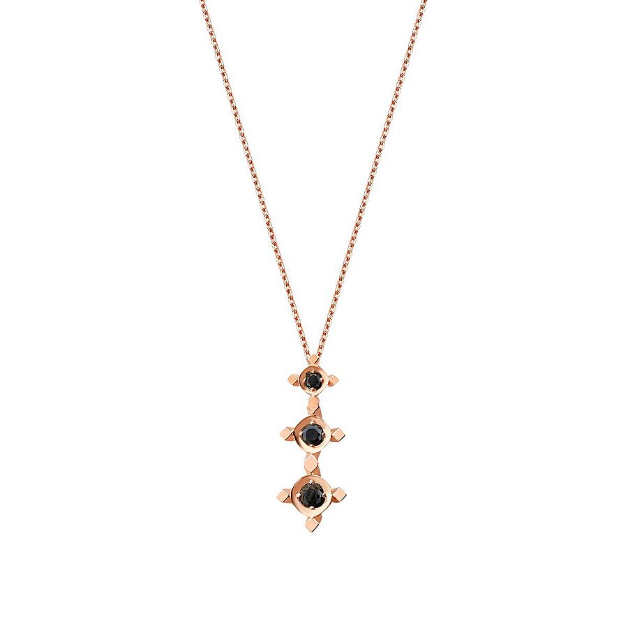 0,09 ct. Schwarz Stein Tria Halskette