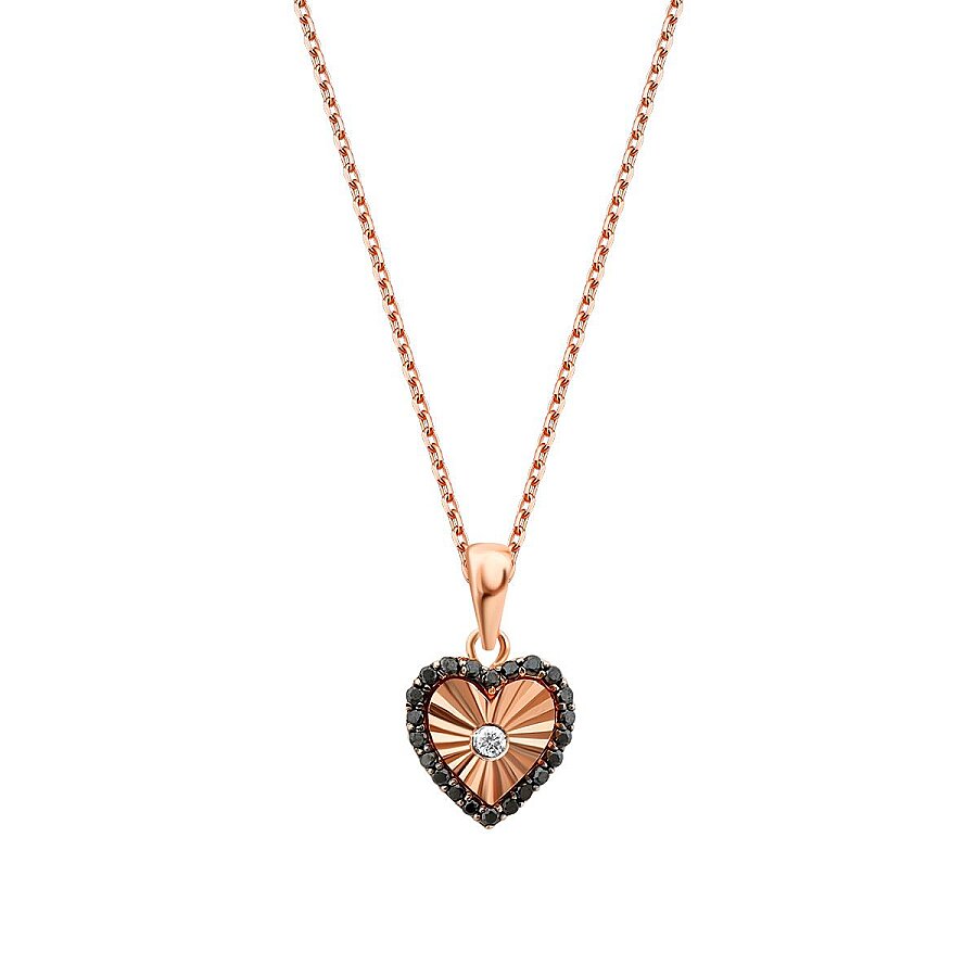0,13 ct. Diamant Schwarz Stein Herz Halskette