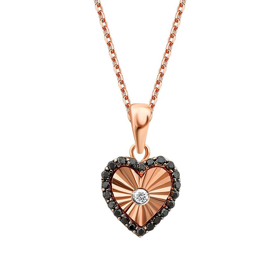 0,13 ct. Diamant Schwarz Stein Herz Halskette