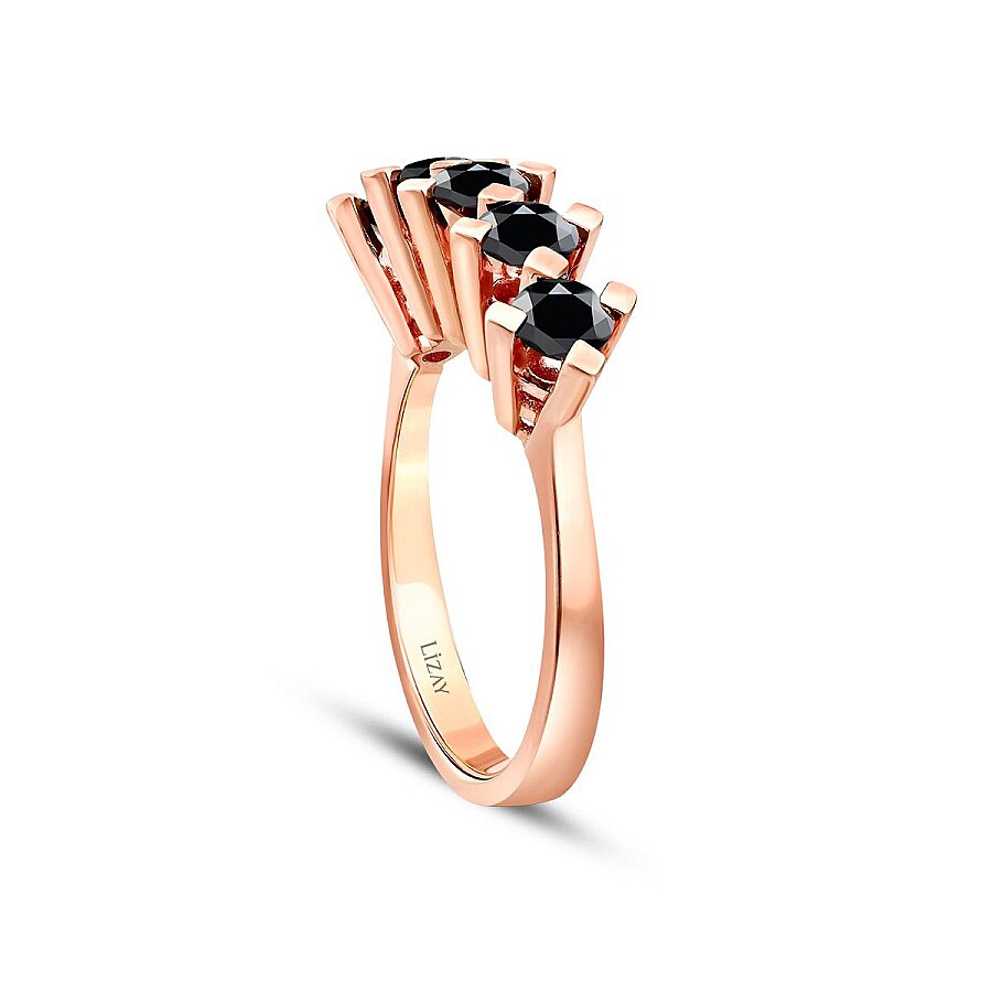 1,08 ct. Schwarz Stein Fünf-Stein Ring