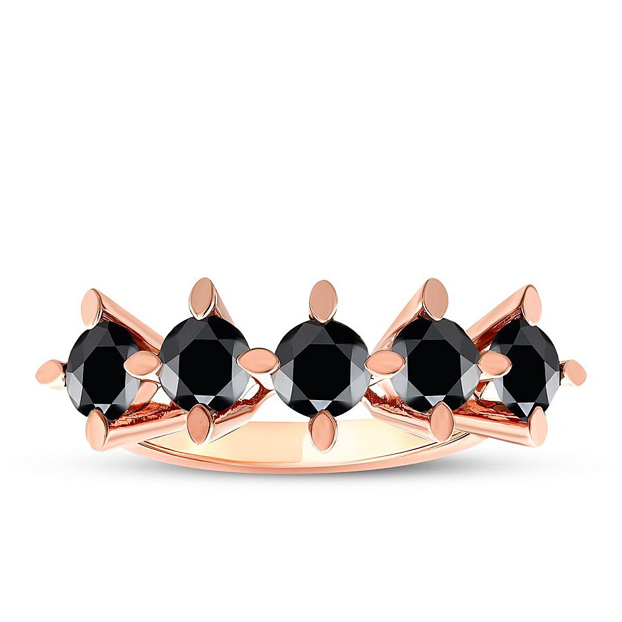 0,65 ct. Schwarz Stein Fünf-Stein Ring
