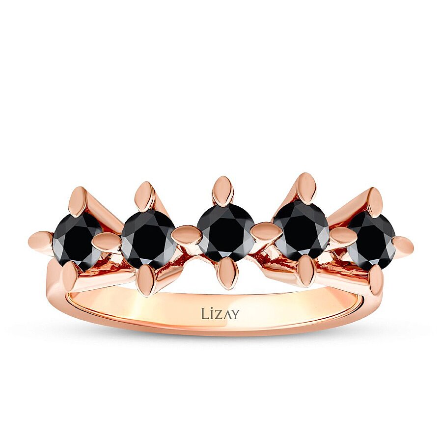 1,94 ct. Schwarz Stein Fünf-Stein Ring