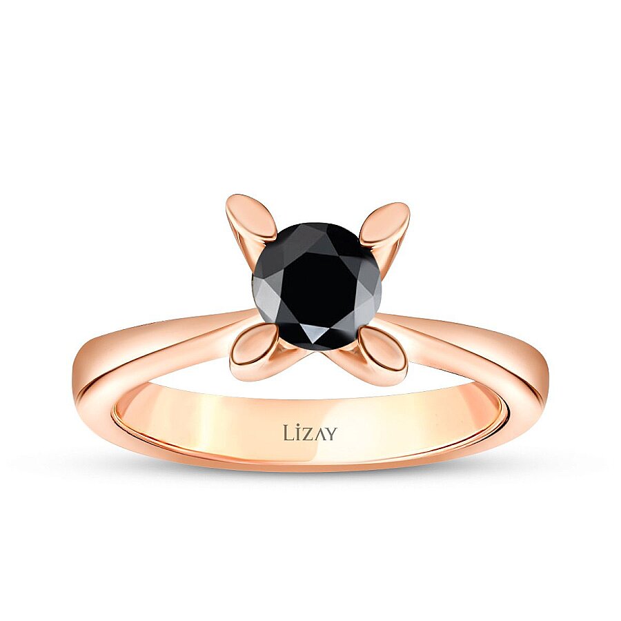 0,51 ct. Schwarz Stein Solitärring