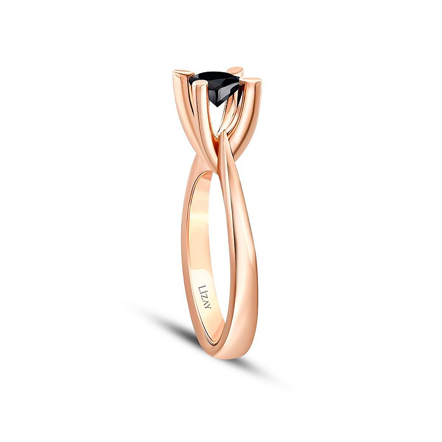 0,51 ct. Schwarz Stein Solitärring