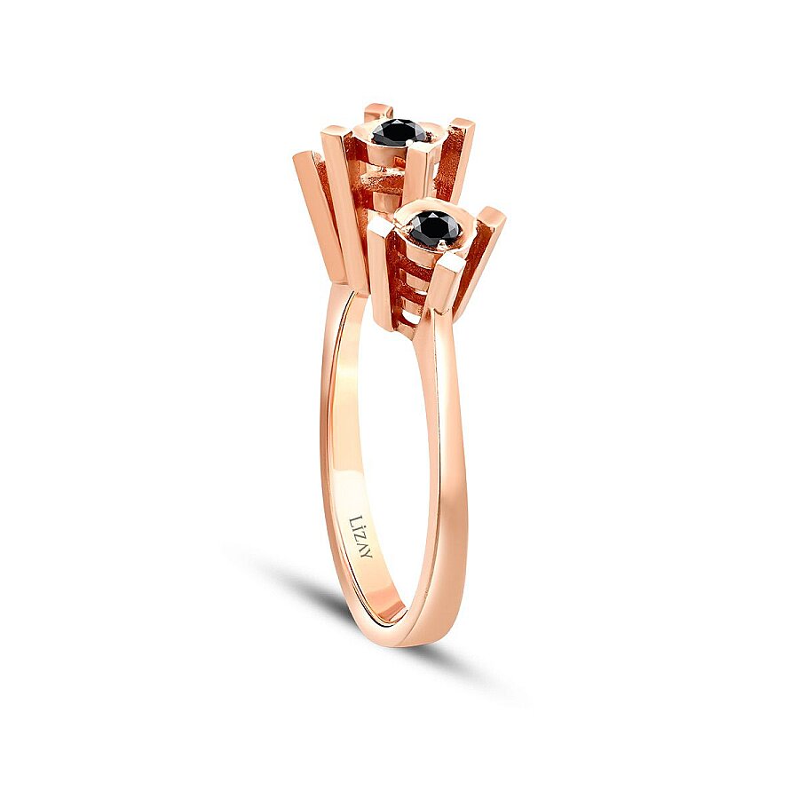 0,13 ct. Schwarz Stein Effect Tria Ring
