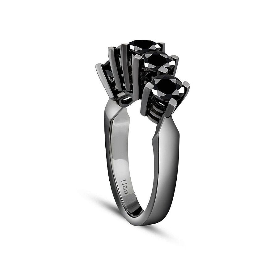 1,55 ct. Schwarz Stein Fünf-Stein Ring