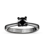 0,41 ct. Schwarz Stein Solitärring