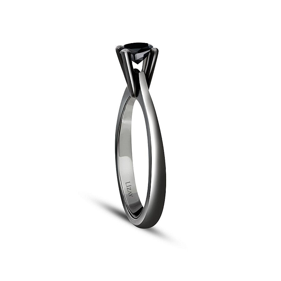 0,41 ct. Schwarz Stein Solitärring