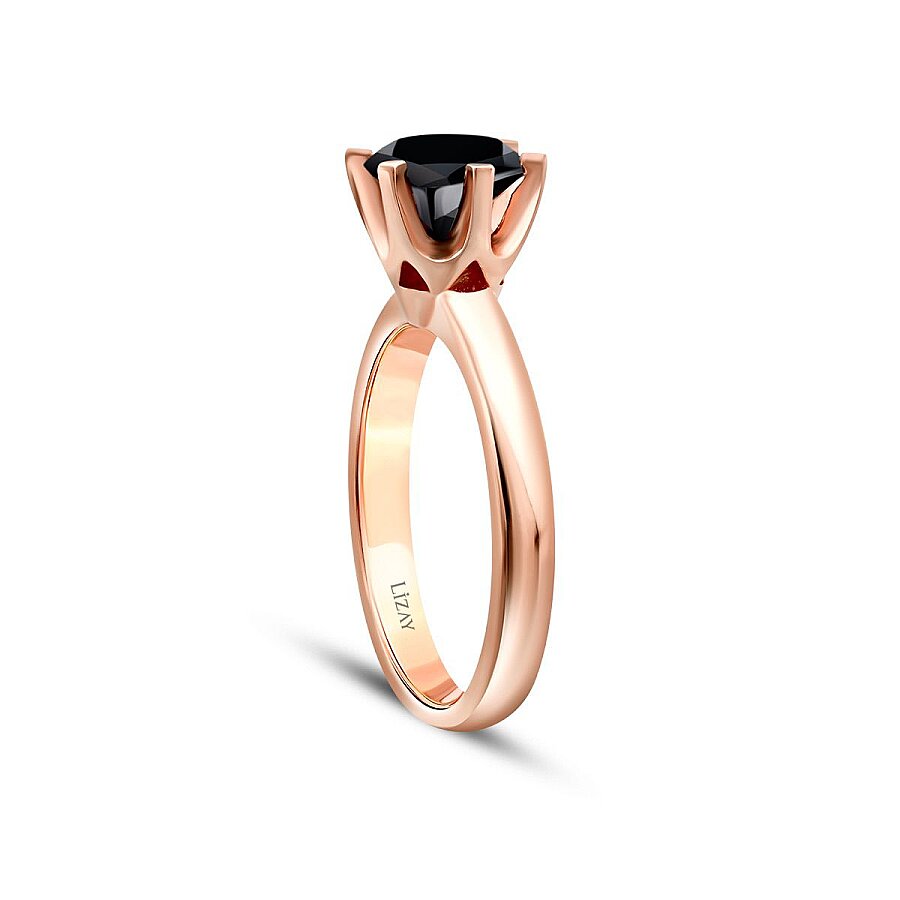 1,37 ct. Schwarz Stein Solitärring
