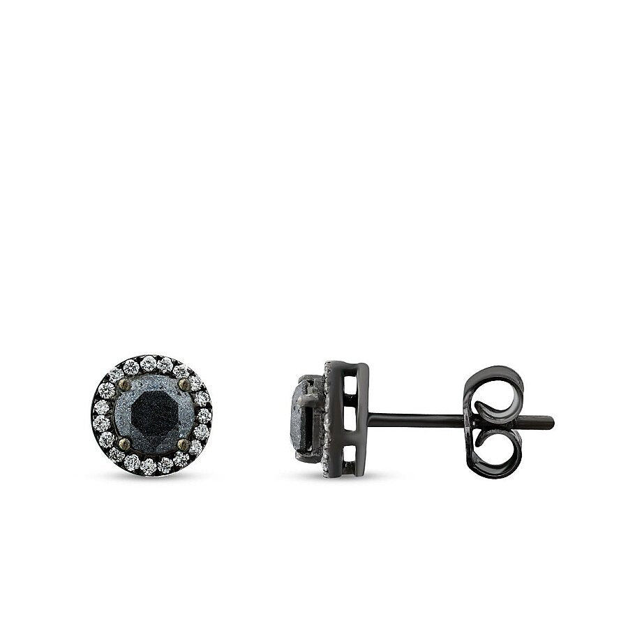 0,73 ct. Diamant Schwarz Stein Ohrringe