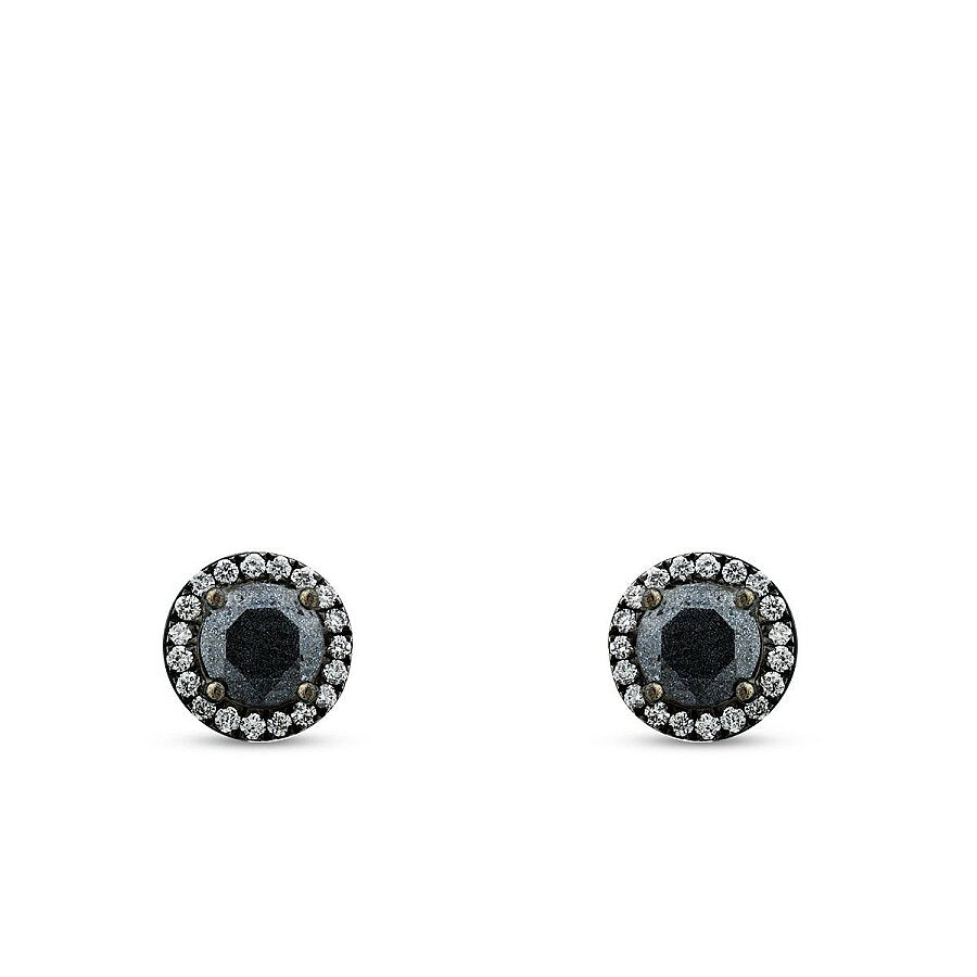 0,73 ct. Diamant Schwarz Stein Ohrringe