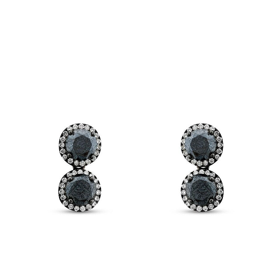 1,85 ct. Diamant Schwarz Stein Ohrringe